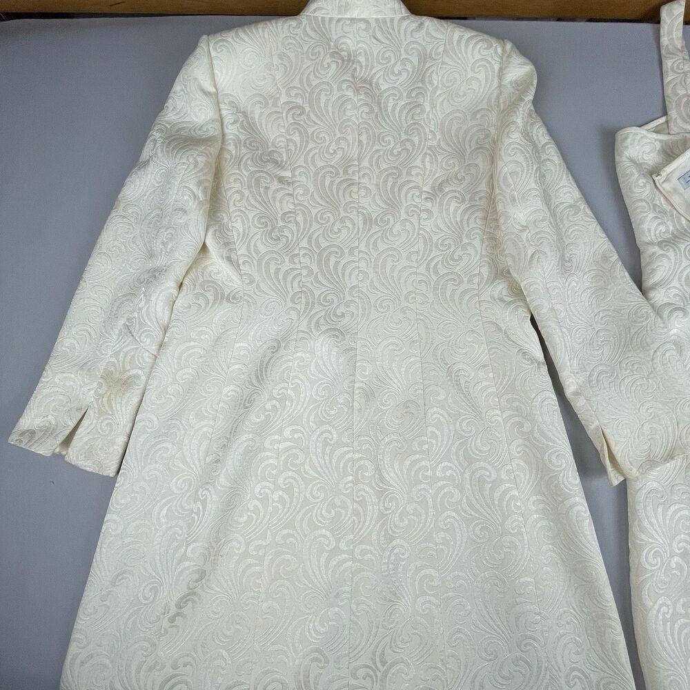 Tahari Arthur S. Levine 2 Piece Brocade Coat Dress Set Women's 12 Ivory Wedding - Picture 12 of 16